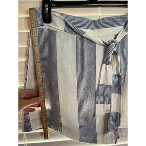 Free People Uptown Days Linen blue and white wrap skirt
